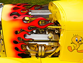 AUT 30 RK4074 01
1929 Ford Hot Rod Yellow Convertible Engine Detail
