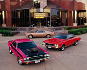 AUT 31 RK0012 02
1970 Dodge Challenger And Buick, 1969 Ford Mustang, In Front Of Museum