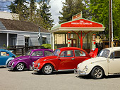 AUT 31 RK0087 01
A Group Of Volkswagen Bugs On Pavement By Gas Station