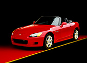 AUT 33 RK0064 03
Honda S 2000 Convertible Red 3/4 Front View On Red Floor Yellow Line Studio
