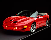 AUT 33 RK0146 06
2000 Pontiac Firebird Trans Am WS6 Convertible Red 3/4 Front View On Gray Line Studio