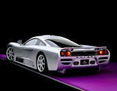 AUT 34 RK0103 01
2001 Saleen S7 Silver 3/4 Rear View On Purple Floor Gray Line Studio