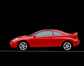 AUT 34 RK0025 05
2001 Toyota Celica Red Profile View On Gray Line Studio