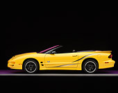 AUT 35 RK0066 05
2002 Pontiac Firebird Trans Am Convertible Yellow Profile View On Gray Line Studio