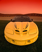 AUT 35 RK0076 01
2002 Pontiac Firebird Trans Am Convertible Yellow Head On Shot On Grass Wide Angle Filtered