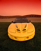 AUT 35 RK0076 02
2002 Pontiac Firebird Trans Am Convertible Yellow Head On Shot On Grass Wide Angle Filtered