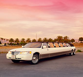 AUT 37 RK0001 08
2000 Lincoln Town Car Stretched Limousine White 3/4 Front View On Pavement Sky