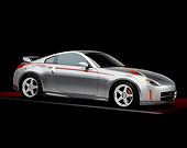 AUT 38 RK0211 05
2003 Nissan Nismo Z S-tune Silver With Graphics 3/4 Side View On Gray Line Studio