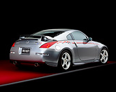 AUT 38 RK0212 06
2003 Nissan Nismo Z S-tune Silver With Graphics 3/4 Rear View On Red Floor Gray Line Studio