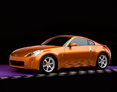 AUT 38 RK0031 03
2003 Nissan 350Z Le Mans Sunset 3/4 Side View On Purple Floor Gray Line Studio