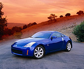 AUT 38 RK0071 07
2003 Nissan 350Z Blue 3/4 Front View On Pavement Dry Grass Hill Filtered