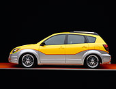 AUT 38 RK0114 04
2003 Pontiac Vibe Yellow And Silver Super Charged Suspension Techniques Side View Orange Floor Gray Line