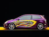 AUT 38 RK0123 06
2003 Honda Civic Si Purple With Graphics Modify By APC Profile On Yellow Floor Gray Line Studio