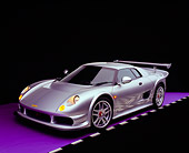 AUT 38 RK0243 13
2003 GSR Noble M12 GTO Silver 3/4 Front View On Purple Floor Checkered Line Studio