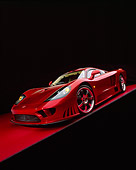 AUT 39 RK0080 18
2004 Saleen S7 Red Wide Angle Shot 3/4 Front View On Red Floor Studio