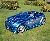 AUT 39 RK0308 04
2004 Alpine Mini Cooper Custom Paint Overhead 3/4 Side View On Grass