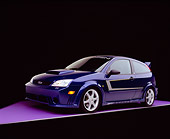 AUT 39 RK0331 06
2004 Ford Saleen N20 Focus Blue 3/4 Front View On Purple Floor Gray Line And Lighting Studio