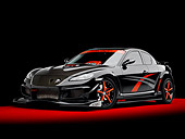 AUT 39 RK0409 01
2004 Mazda RX-8 Custom Black 3/4 Front View Studio