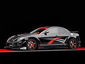 AUT 39 RK0410 01
2004 Mazda RX-8 Custom Black 3/4 Front View Studio