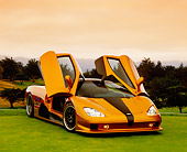 AUT 40 RK0218 06
2005 SSC Ultimate Aero Gold And Black 3/4 Front View On Grass Doors Up