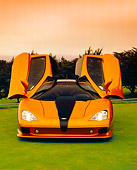 AUT 40 RK0219 03
2005 SSC Ultimate Aero Gold And Black Head On Shot Doors Up On Grass