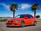 AUT 40 RK0255 01
2005 Mitsubishi Lancer Evolution VIII Red Low 3/4 Front View On Pavement