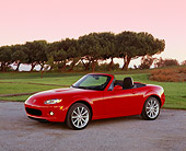 AUT 41 RK0045 02
2006 Mazda, MX5, Miata, Convertible, Red 3/4 Side View On Pavement By Golf Course