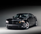 AUT 41 RK0106 02
2006 Dodge, Charger SRT8, Black 3/4 Front View On White Seamless Studio