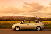 AUT 41 RK0205 01
2006 Toyota Prius Hybrid Light Green Profile View On Pavement Flower Field