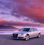 AUT 41 RK0396 01
2006 Audi A8 Quattro AT6 Silver 3/4 Front View On Pavement By Water