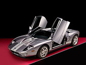 AUT 41 RK0405 01
2006 Ford GTB Gray Silver Stripe Overhead 3/4 Front View Studio