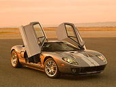AUT 41 RK0421 01
2006 Ford GTB Gray With Silver Stripes 3/4 Front View On Pavement