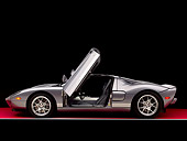 AUT 41 RK0435 01
2006 Ford GTB Gray With Silver Stripe Profile View  Doors Open Studio