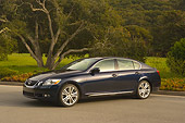 AUT 42 RK0007 01
2007 Lexus GS450 Blue 3/4 Side View On Pavement By Hills And Trees