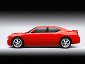 AUT 42 RK0196 01
2007 Dodge Charger SRT8 Hemi Red Profile View On White Seamless Studio
