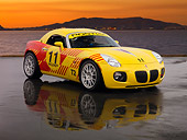 AUT 42 RK0214 01
2007 Pontiac Solstice GXP Club Racing Yellow And Red 3/4 Front View On Pavement