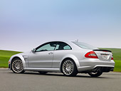 AUT 42 RK0259 01
2007 Mercedes-Benz CLK63 AMG Black Series Silver Coupe Rear 3/4 View On Pavement