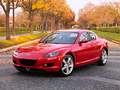AUT 43 BK0005 01
2008 Mazda RX-8 Red 3/4 Front View On Pavement By Autumn Trees
