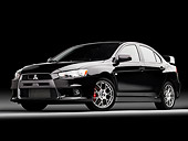 AUT 43 BK0010 01
2008 Mitsubishi Lancer Evolution X MR Black 3/4 Front View Studio