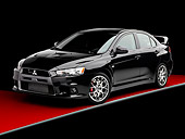 AUT 43 BK0011 01
2008 Mitsubishi Lancer Evolution X MR Black 3/4 Front View Studio