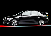 AUT 43 BK0012 01
2008 Mitsubishi Lancer Evolution X MR Black Profile View Studio
