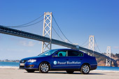 AUT 43 RK0090 01
2008 Volkswagen Passat BlueMotion Diesel Blue 3/4 Front View On Pavement By Bridge Water Sky