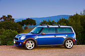 AUT 43 RK0269 01
2008 Mini Cooper S Clubman Blue 3/4 Front View On Pavement By Trees