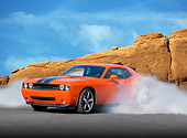 AUT 43 RK0386 01
2008 Dodge Challenger SRT8 Orange Burning Tires On Pavement