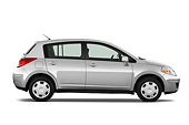 AUT 44 IZ0135 01
2009 Nissan Versa Hatchback Silver Profile View Studio