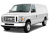 AUT 44 IZ0208 01
2013 Ford E-150 Cargo Van White 3/4 Front View Studio