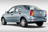 AUT 44 IZ0314 01
2009 Dacia Logan Sedan Blue 3/4 Rear View On White Seamless