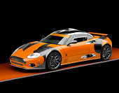 AUT 44 RK0034 01
2009 Spyker C8 Laviolette LM85 Orange And Black 3/4 Front View Studio