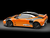 AUT 44 RK0037 01
2009 Spyker C8 Laviolette LM85 Orange And Black 3/4 Rear View Studio