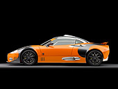 AUT 44 RK0038 01
2009 Spyker C8 Laviolette LM85 Orange And Black Profile View Studio